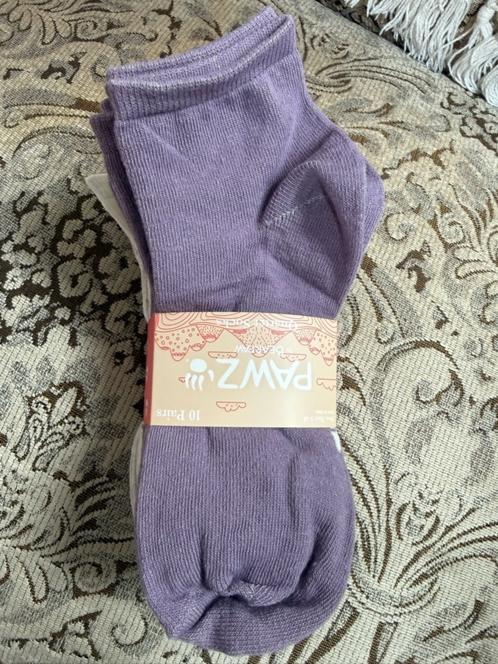 PAWZ by Bear Paws Women Purple Ankle Socks Shoe size 5-10 /10 Pack NWOT